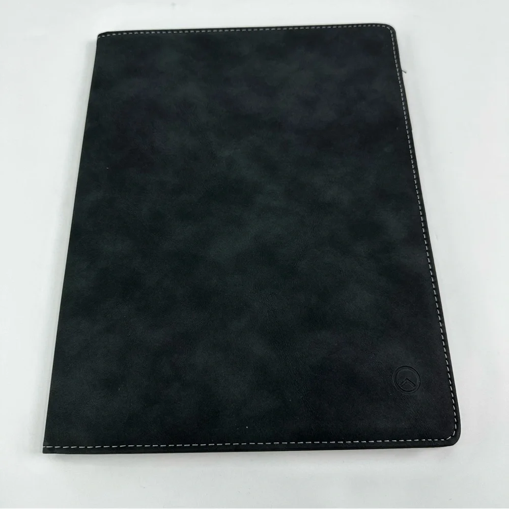 Work From Home Soft Black Padfolio with Card Slots & Pencil Holder Pad Holder